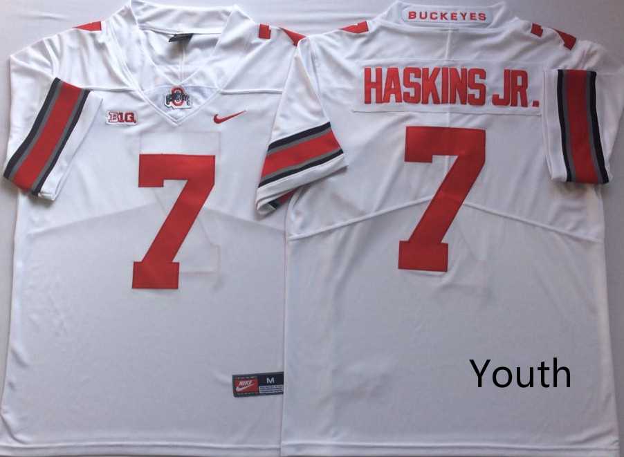 Youth Ohio State Buckeyes 7 Dwayne Haskins Jr. White College Football Jersey